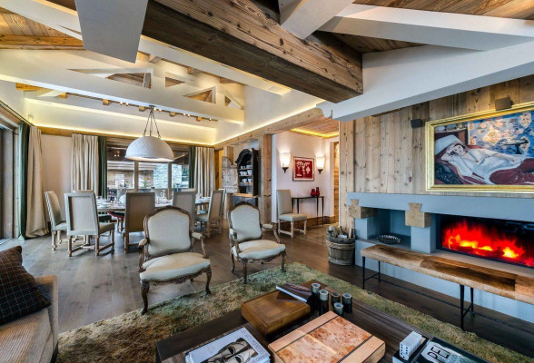villa in Courchevel : Rent this 6 bedroom chalet with a panoramic view of the peaks of Bellecôte glacier - Photo 4
